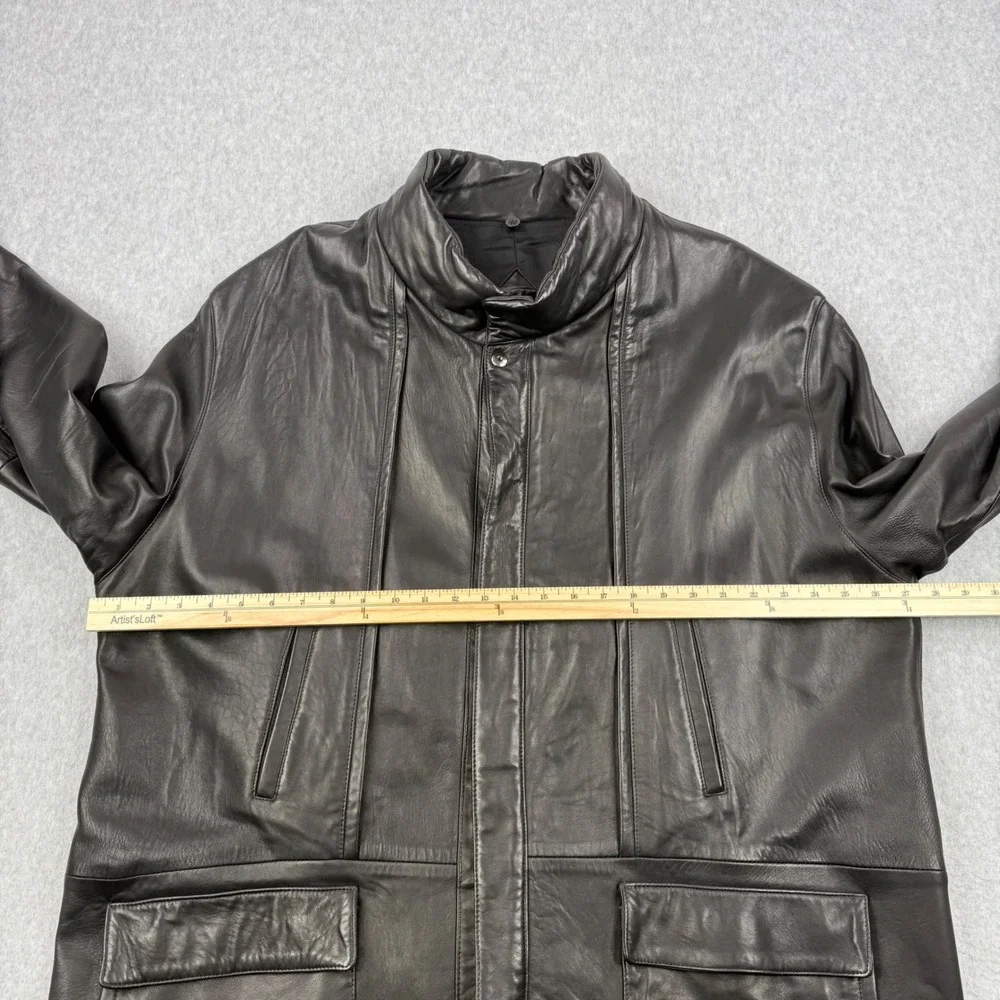 Vintage Remy Leather Jacket Men 46 Black Soft Lambskin Leather Full Zip USA